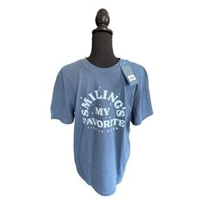 Life is Good NWT Smiling’s My Favorite Graphic Tee Blue Medium Crusher Cotton